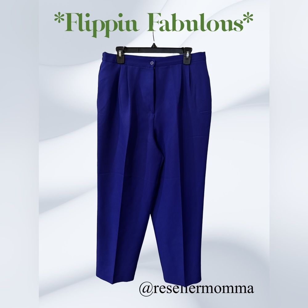 Vtg Suit seperates~ Royal blue plus size pants USA Made Size 16